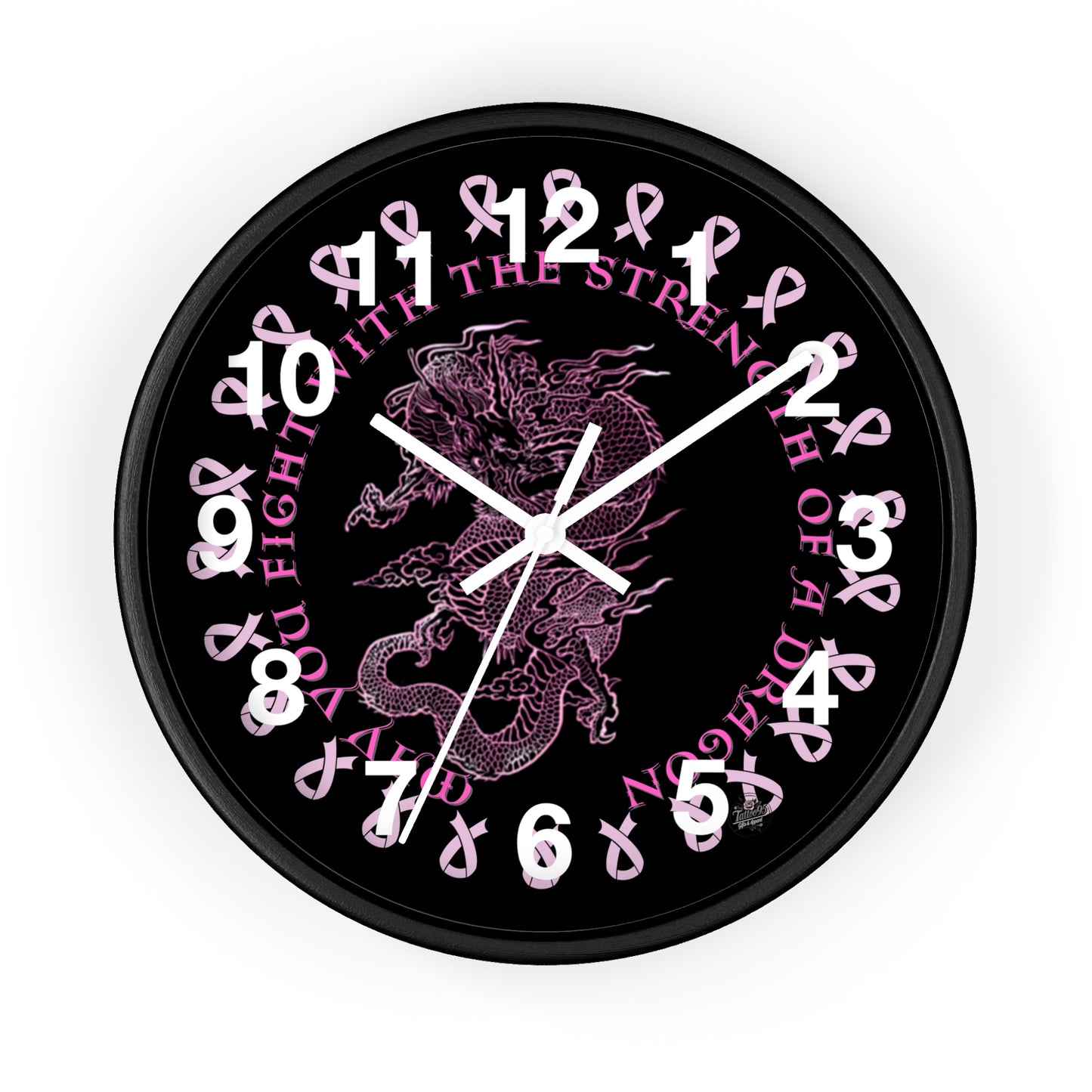 Dragon Strength - Wall Clock Black Background