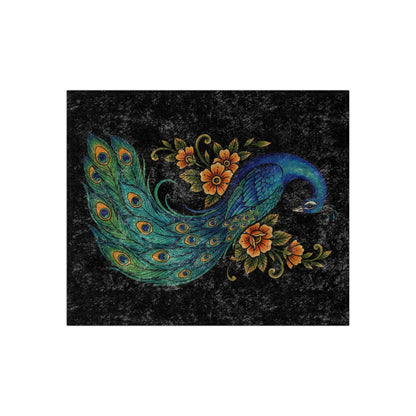 Floral Peacock - Crushed Velvet Blanket