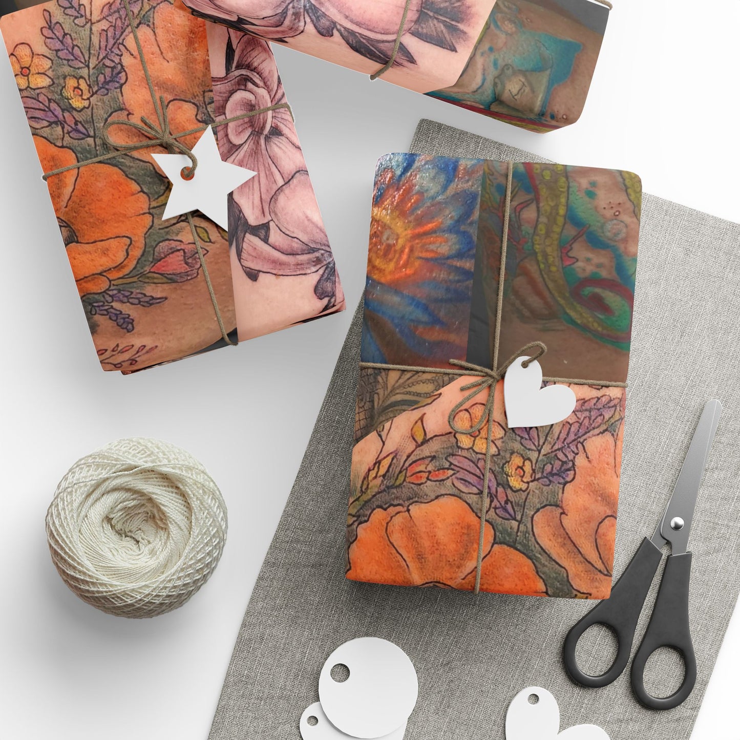 Nikki's Tattoo Studio Collection - Gift Wrapping - Original Tattoo Art Series 2 - Unique Gift Wrap Paper