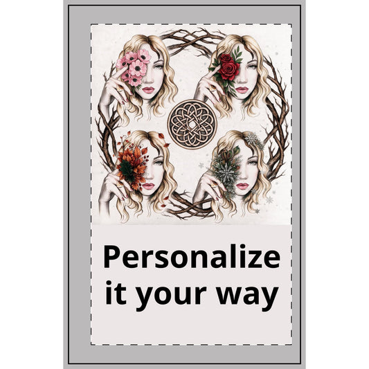 4 Seasons Celtic Ladies Personalizable Spiral Notebook — Dotted Journal for Artists & Writers