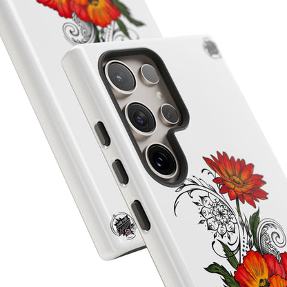 Floral Red Poppy - Tough Galaxy Phone Case Series S10-S25 Series
