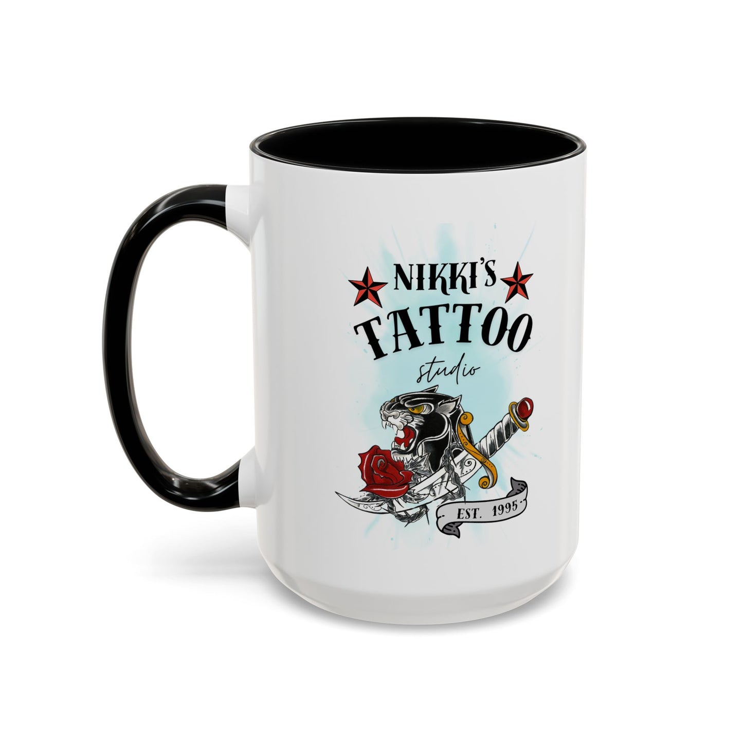 Nikki's Tattoo Studio Collection - Panther Dagger Rose - Ceramic Mug