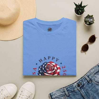 Happy Birthday America Rose Tattoo - Gildan Black T-Shirt — Artistic Portrait Graphic Tee