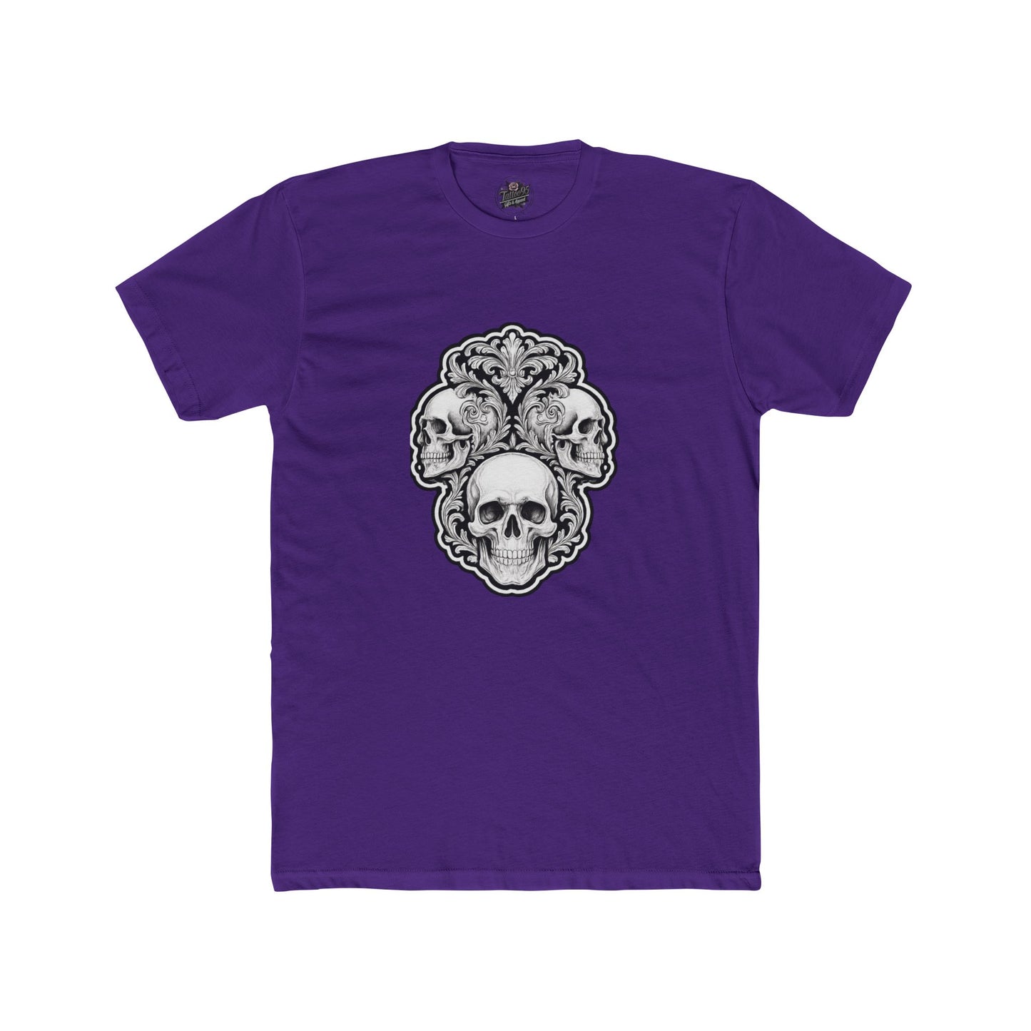 Skulls Filigree Crew Tee — Unisex Cotton Skull Filigree T-Shirt