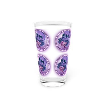 Nikki's Tattoo Studio Collection - Skull and Snake Logo, Beer 16oz Pint Glass
