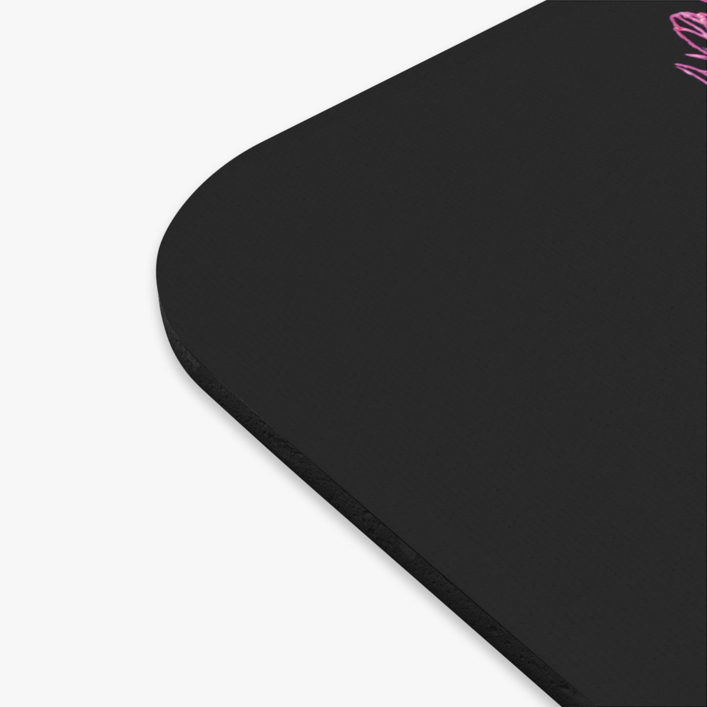 Floral Skull and Dragonfly Tattoo Art (Pink) - Mouse Pad — Elegant Purple & Black Desk Mat