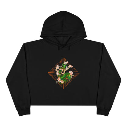 Snake and Cherry Blossom- Crop Hoodie Sweatshirt Black or White