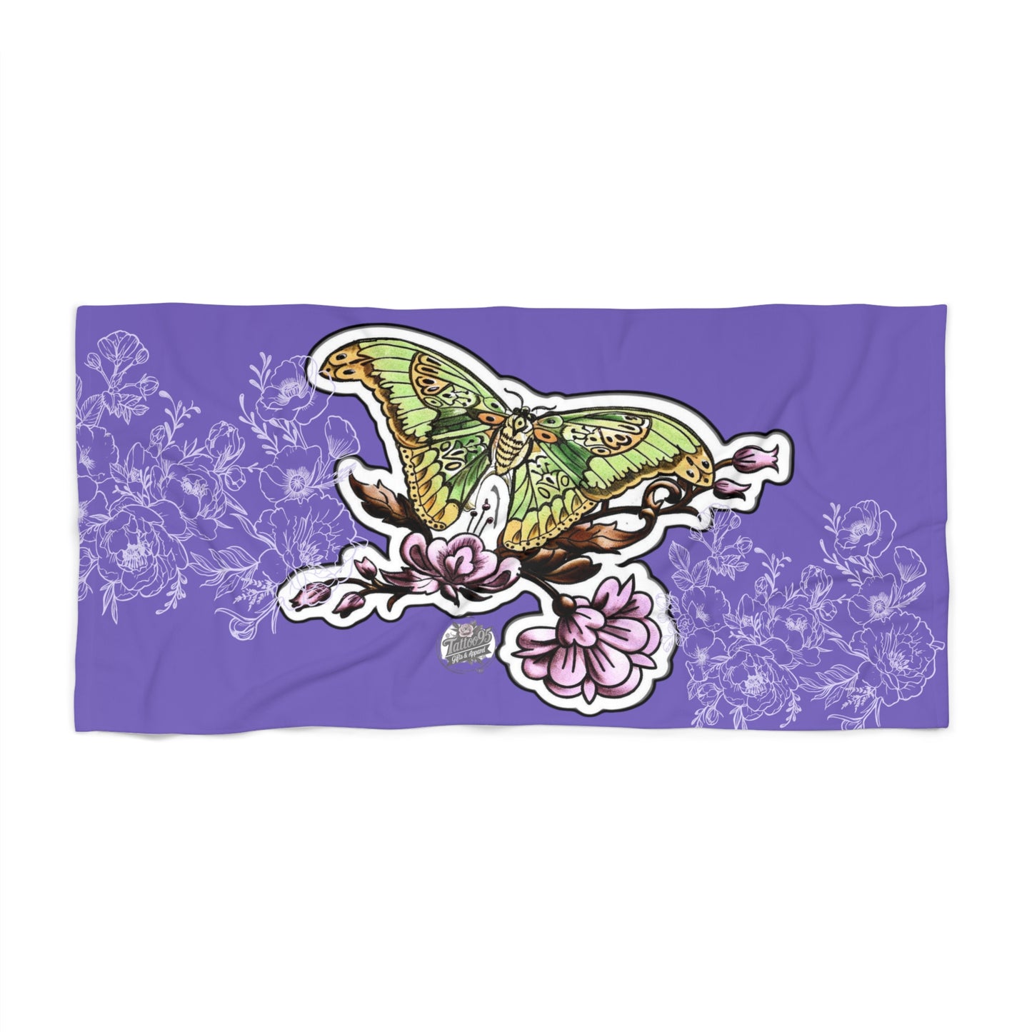 Butterfly & Peonies - Beach Towel