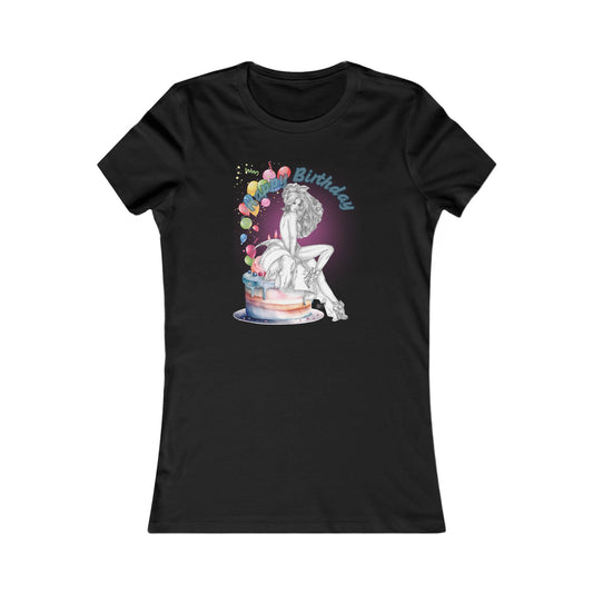 Pretty Bunny Vintage Artwork - HAPPY BIRTHDAY - Ladies TShirt in 9 colors