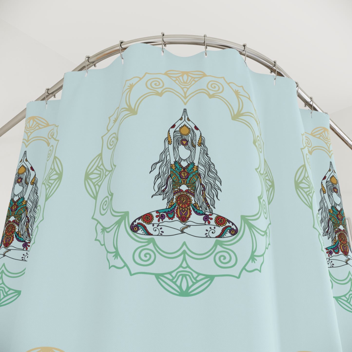 Yoga Goddess Meditation Lotus Mandala - tattoo artwork Shower Curtain