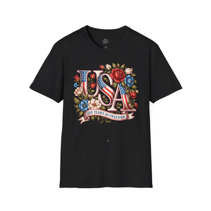 Floral USA 250th T-Shirt — Happy Birthday America