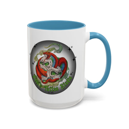 Nikki's Tattoo Studio Collection - Skull and Red Snake Logo, Coffee Mug