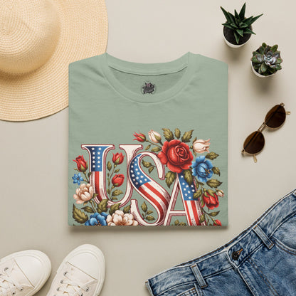 Floral USA 250th T-Shirt — Happy Birthday America
