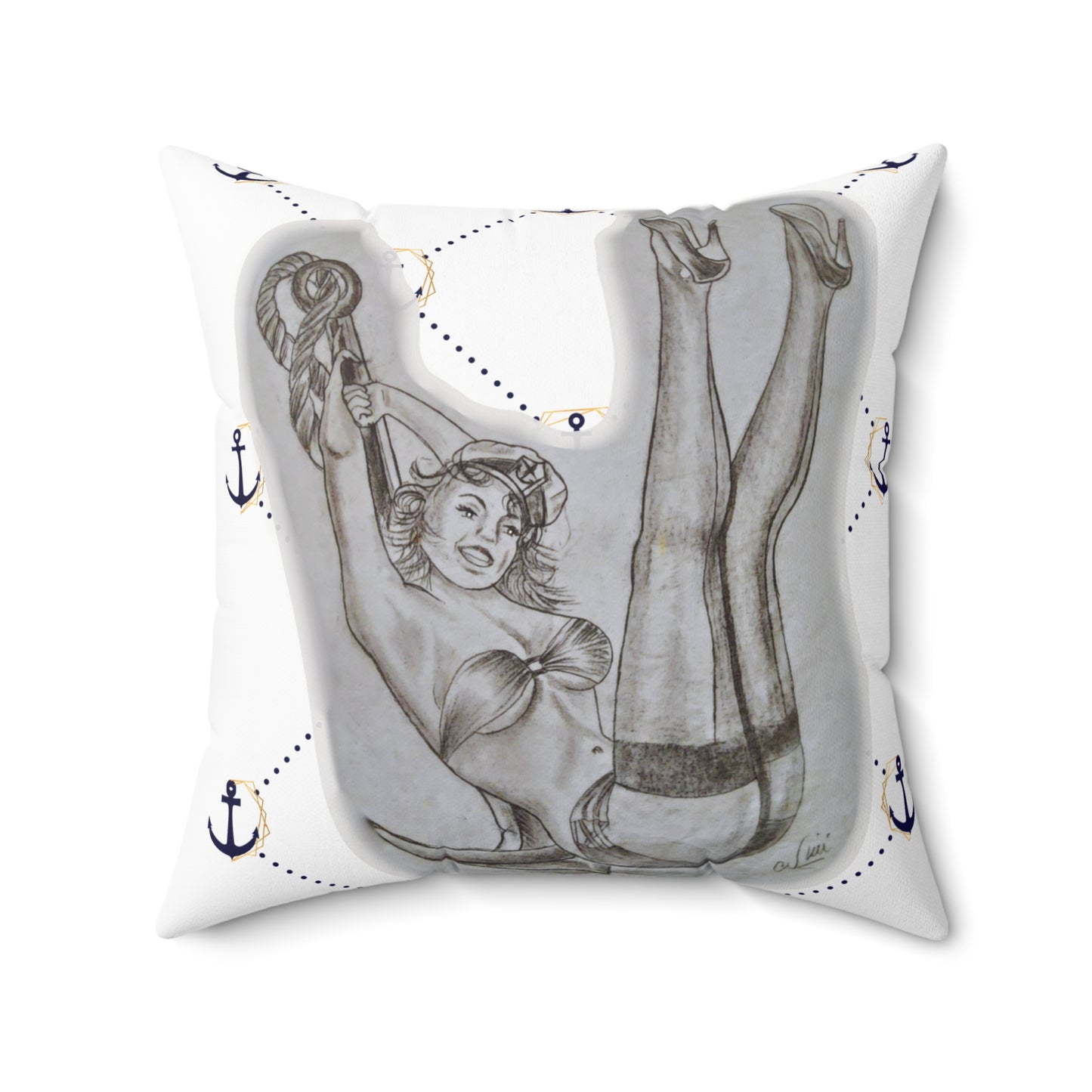 Vintage Sailor Girl Artwork - Pillow