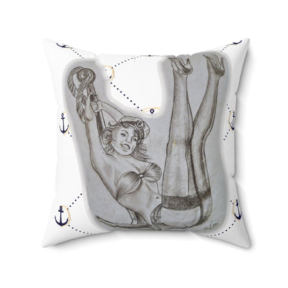 Vintage Sailor Girl Artwork - Pillow