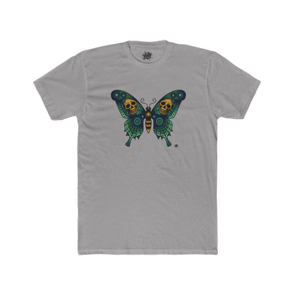 Butterfly Skulled Wings - Crew Tee — Blue Graphic 'Quiet Promise' Cotton Tee