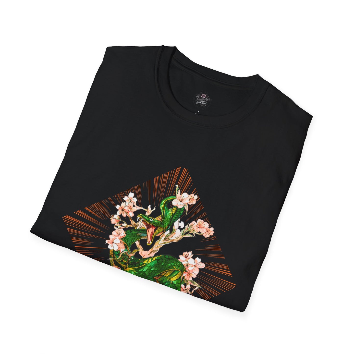 Snake and Cherry Blossoms - Unisex Softstyle T-Shirt