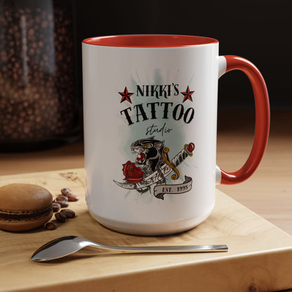 Nikki's Tattoo Studio Collection - Panther Dagger Rose - Ceramic Mug