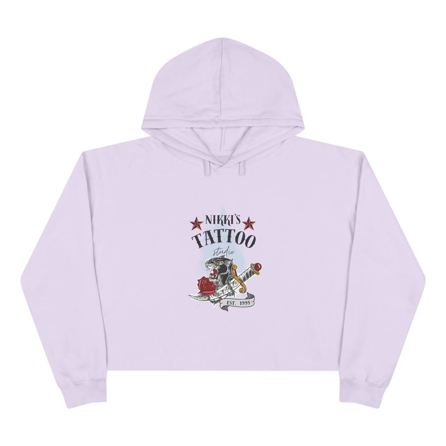 Nikki's Tattoo Studio Collection - Panther Dagger Rose - Crop Hoodie Sweatshirt
