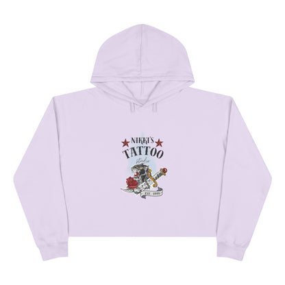 Nikki's Tattoo Studio Collection - Panther Dagger Rose - Crop Hoodie Sweatshirt