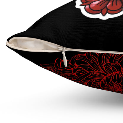 Moth Tattoo Art Pillow — Black Double-Sided Spun Polyester Decorative Pillow
