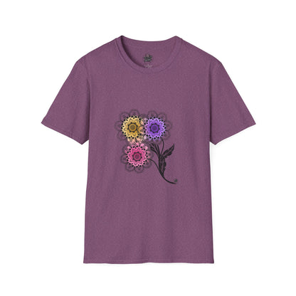 Skull Flower Mandala Trio - Unisex T-Shirt — Sugar Skull Back Medallion