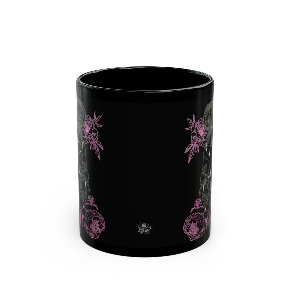 Flowing Geisha Tattoo - Coffee Mug — 11oz & 15oz - Black Background