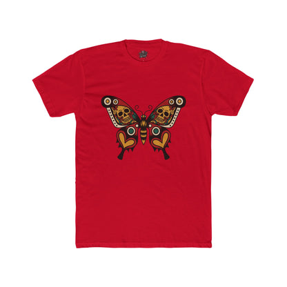 Butterfly Skulled Wings - Crew Tee — Red Yellow & Green Graphic 'Quiet Promise' Cotton Tee