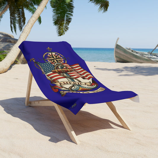 Anchor Tattoo 'Land of the Free' Beach Towel