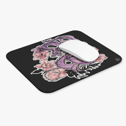 Dragon Orchids - Purple & Black Mouse Pad — Elegant Floral Desk Mat