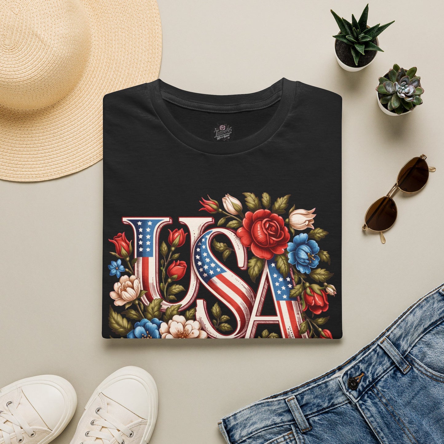 Floral USA 250th T-Shirt — Happy Birthday America