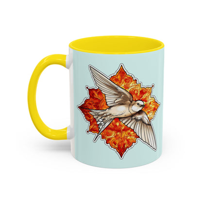 Swallow & Autumn Leaf Accent Coffee Mug — Ceramic Bird Lover Gift (11/15oz)