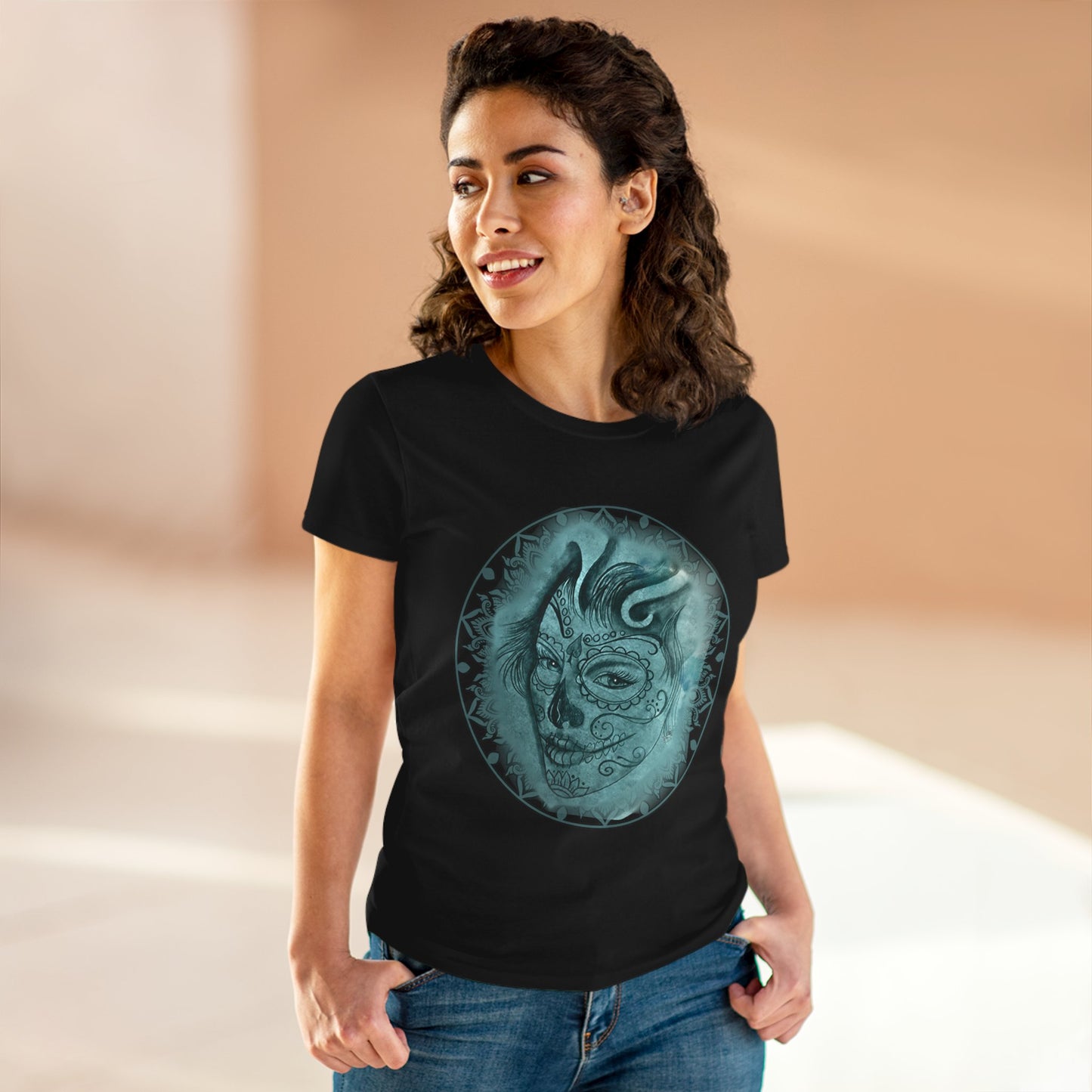 Beautiful Face Tattoo Artwork - Pre-Shrunk, semi-fitted silhouette tshirt