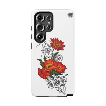 Floral Red Poppy - Tough Galaxy Phone Case Series S10-S25 Series