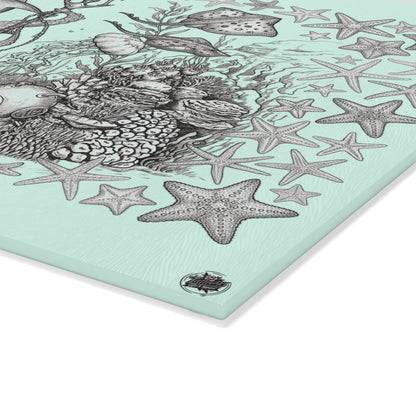 Ocean Tattoo Underwater Journey - Glass Cutting Board
