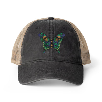 Butterfly Skulled Wings - Hat — Blue Graphic 'Quiet Promise' Women's Washed Mesh-Back Cap