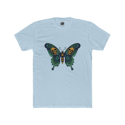 Butterfly Skulled Wings - Crew Tee — Blue Graphic 'Quiet Promise' Cotton Tee