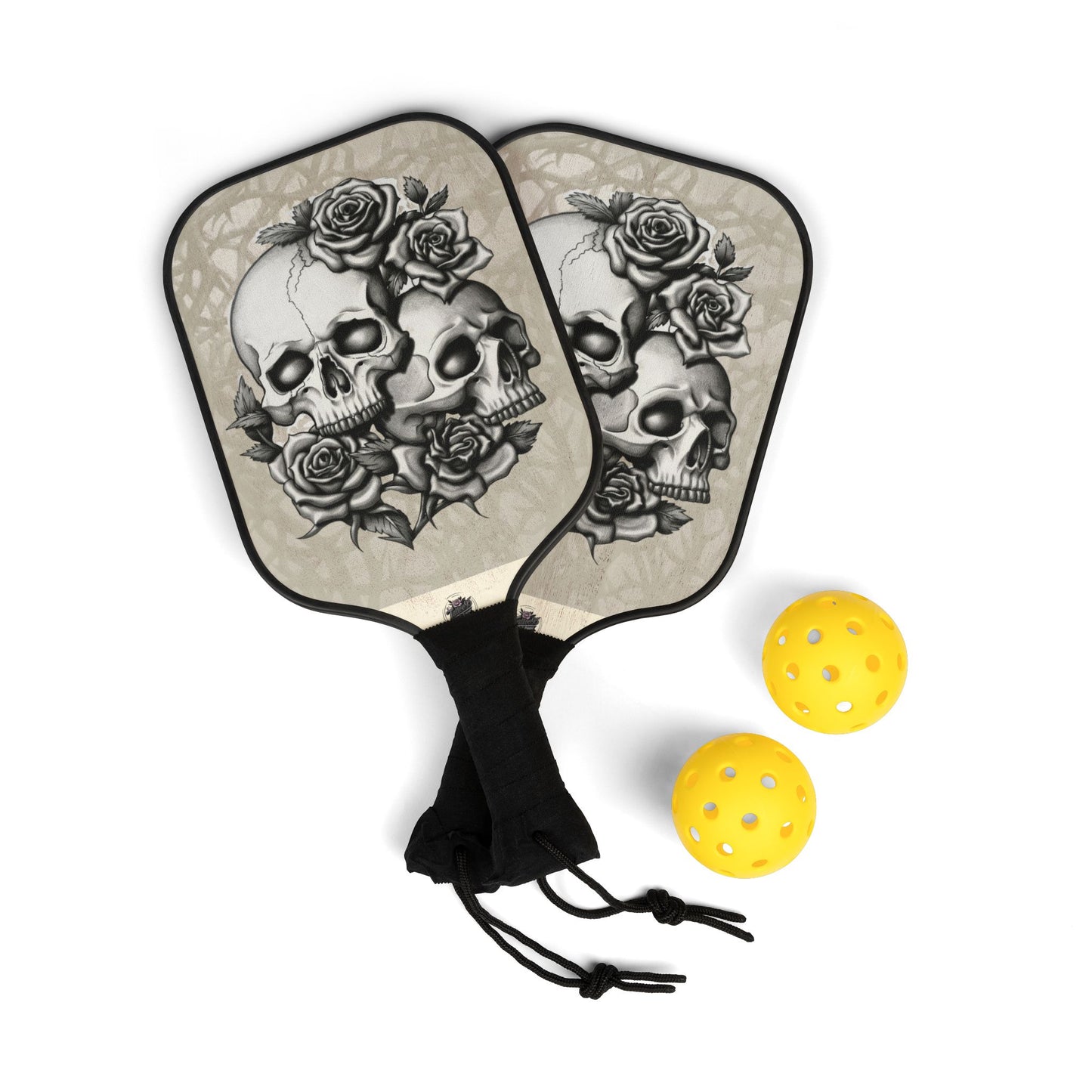 Skulls & Roses - Pickleball Kit — 2 Paddles, 2 Balls, 'Ready, Set, Play!'