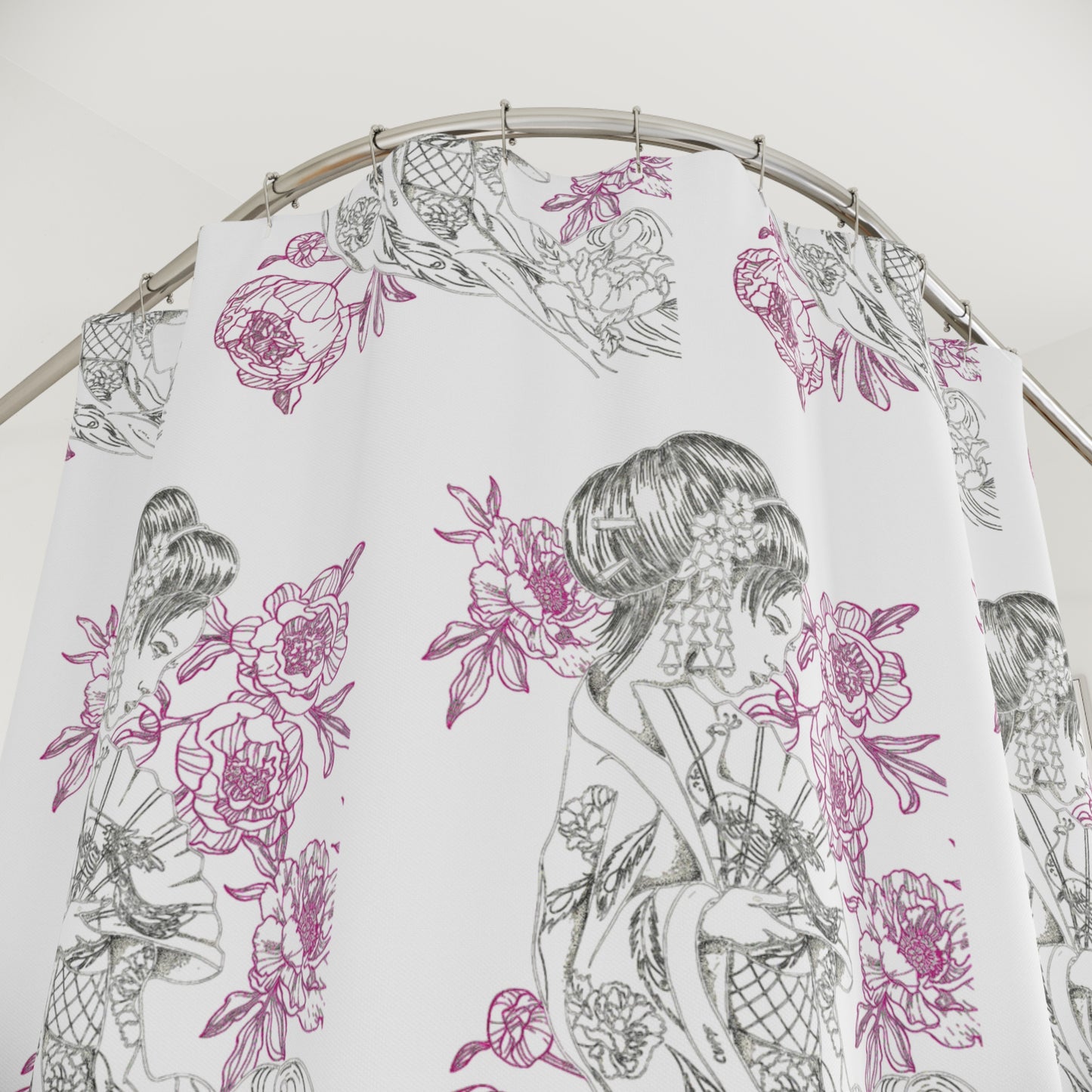 Flowing Geisha Tattoo Artwork - Shower Curtain