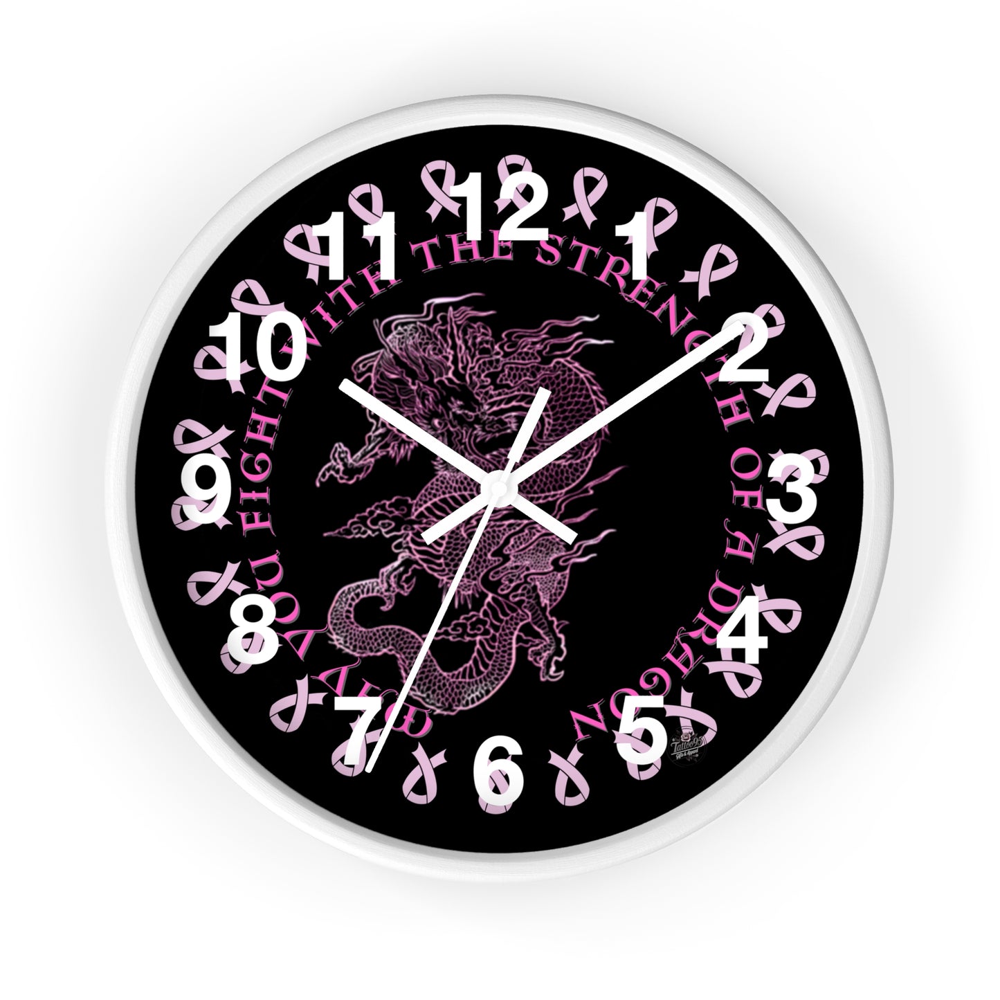 Dragon Strength - Wall Clock Black Background