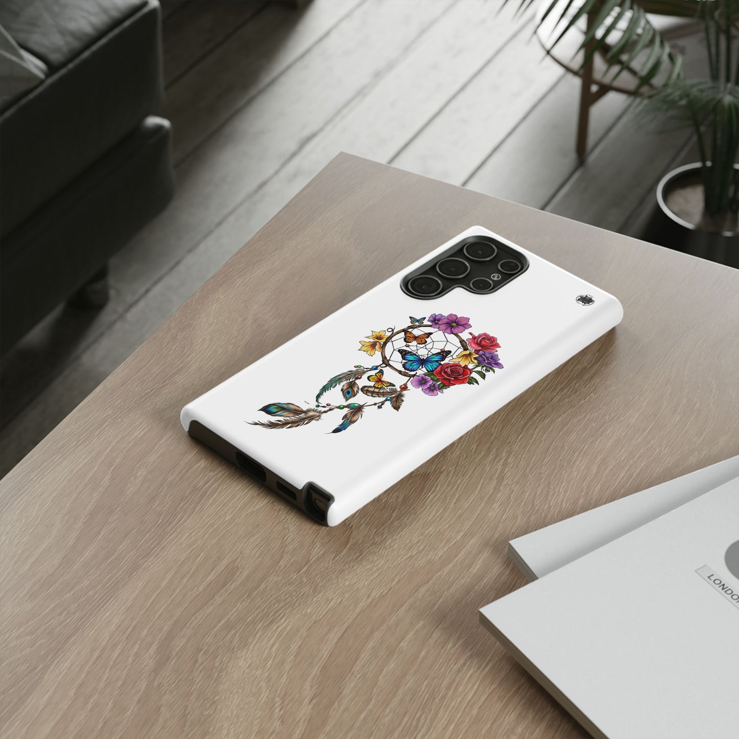 Dreamcatcher &  Butterflies White — Tough Galaxy S10-S25 Series Protective Cover