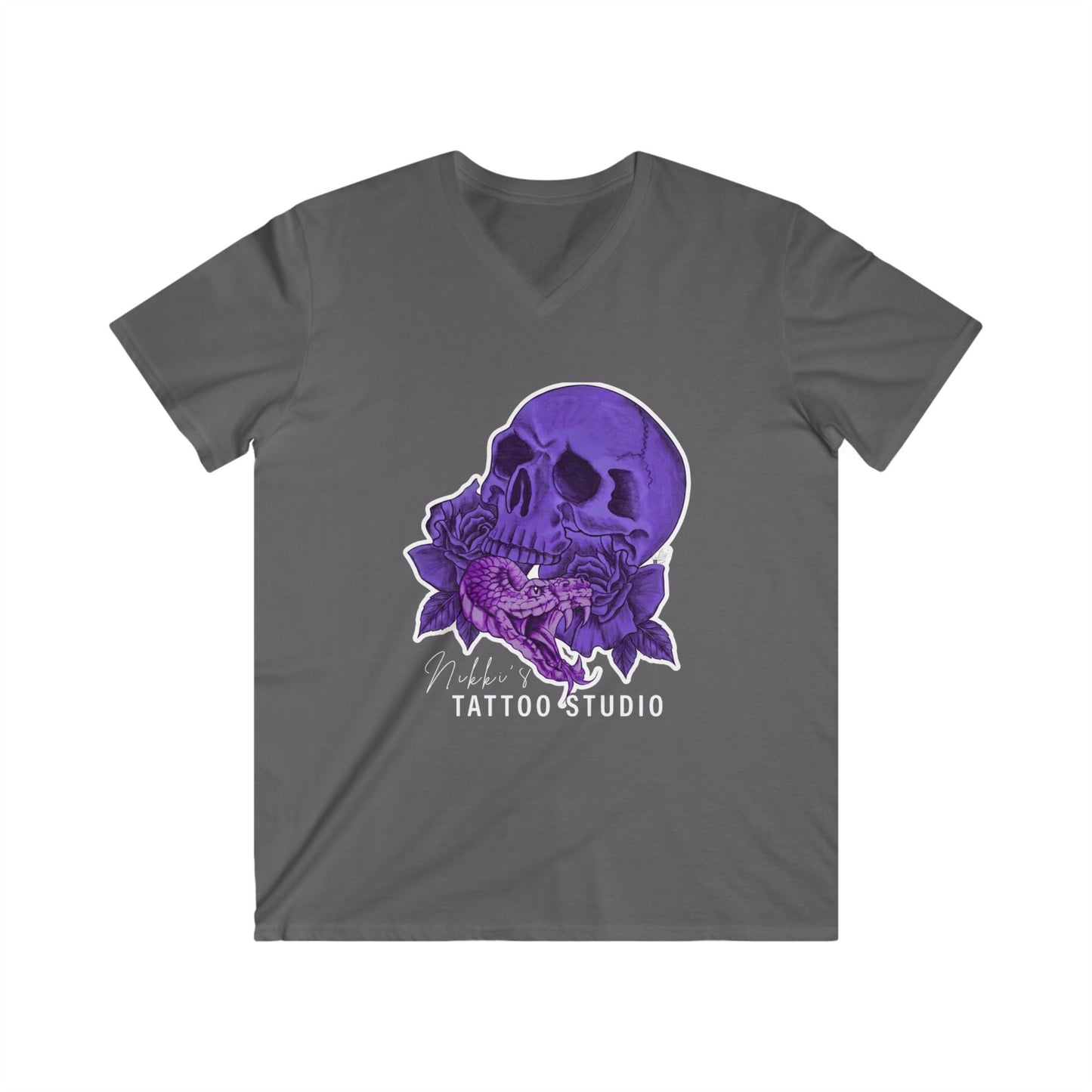 Nikki's Tattoo Studio 30th Anniversary Skull & Snake V-Neck Tee