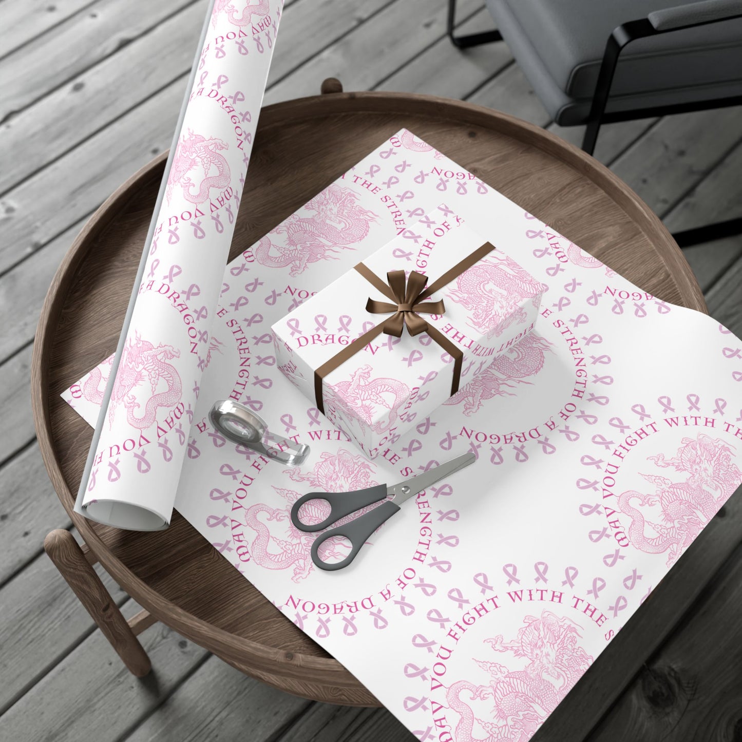 Dragon Strength Gift Wrap Paper — "May You Fight With the Strength of a Dragon" Tattoo Artwork