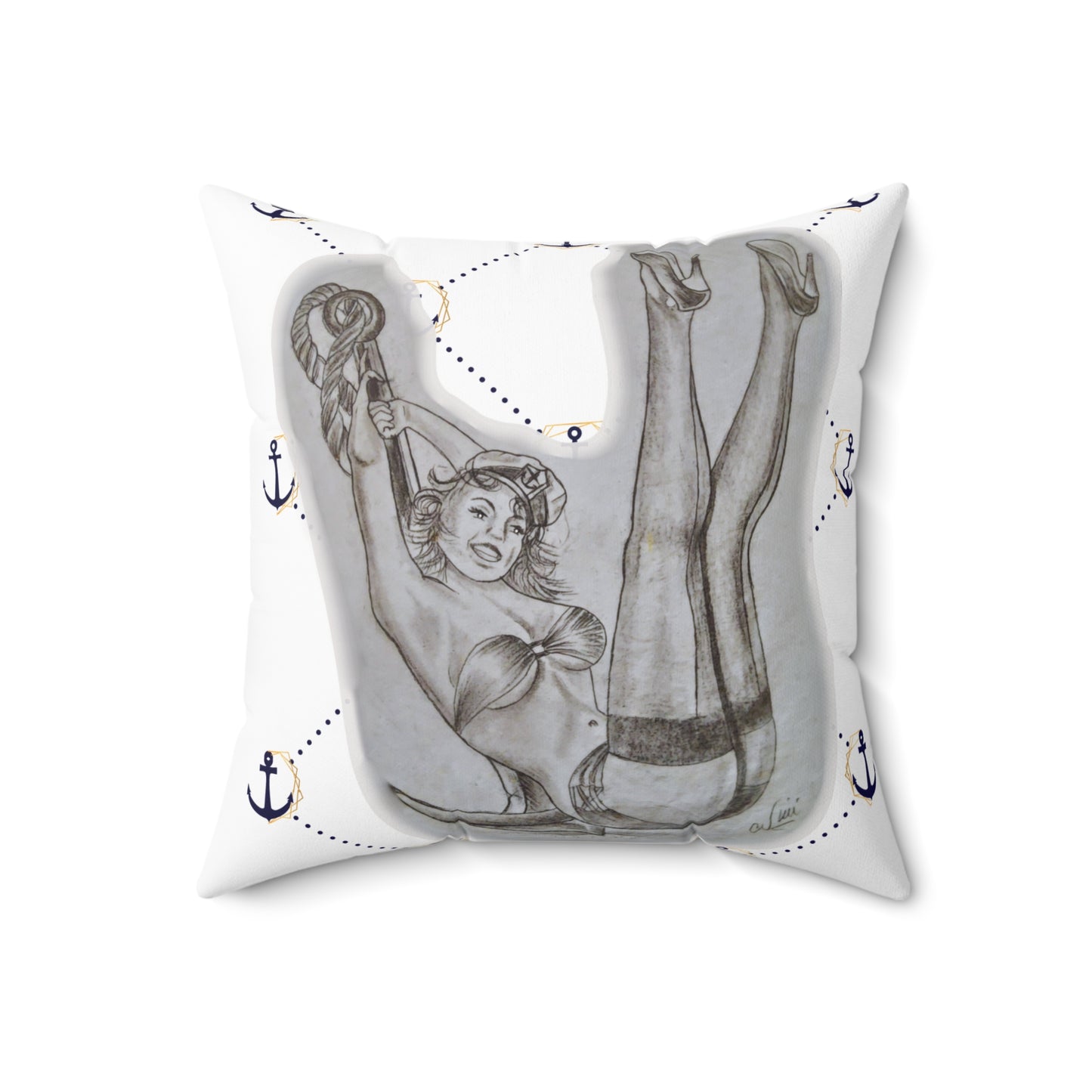 Vintage Sailor Girl Artwork - Pillow