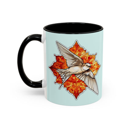 Swallow & Autumn Leaf Accent Coffee Mug — Ceramic Bird Lover Gift (11/15oz)