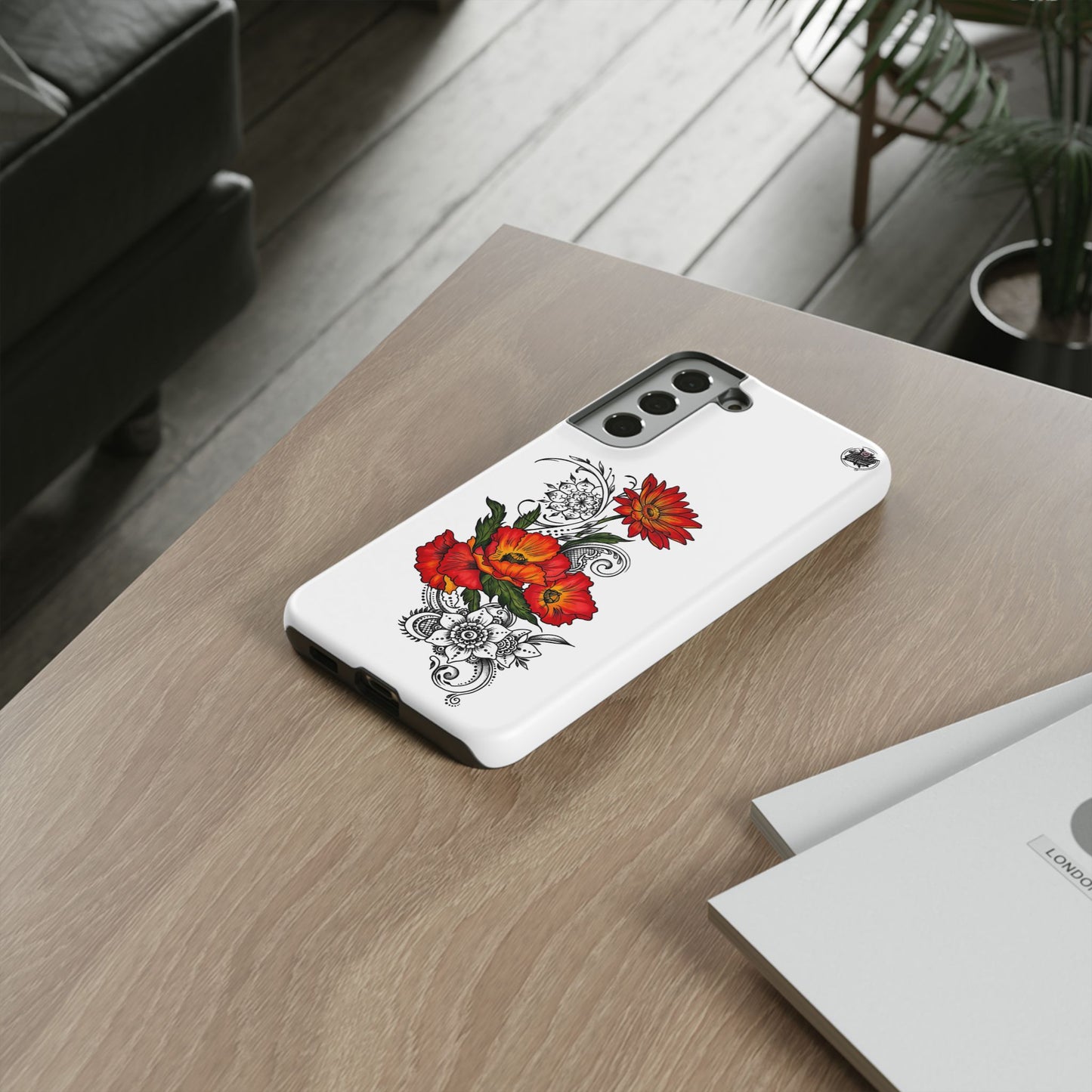 Floral Red Poppy - Tough Galaxy Phone Case Series S10-S25 Series