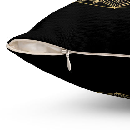 Red & Gold Moth Tattoo Pillow — Spun Polyester Decorative Black