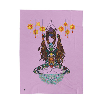 Yoga Goddess Meditation Lotus Mandala - Blanket - Sofa Sizes - Velveteen Plush Blanket