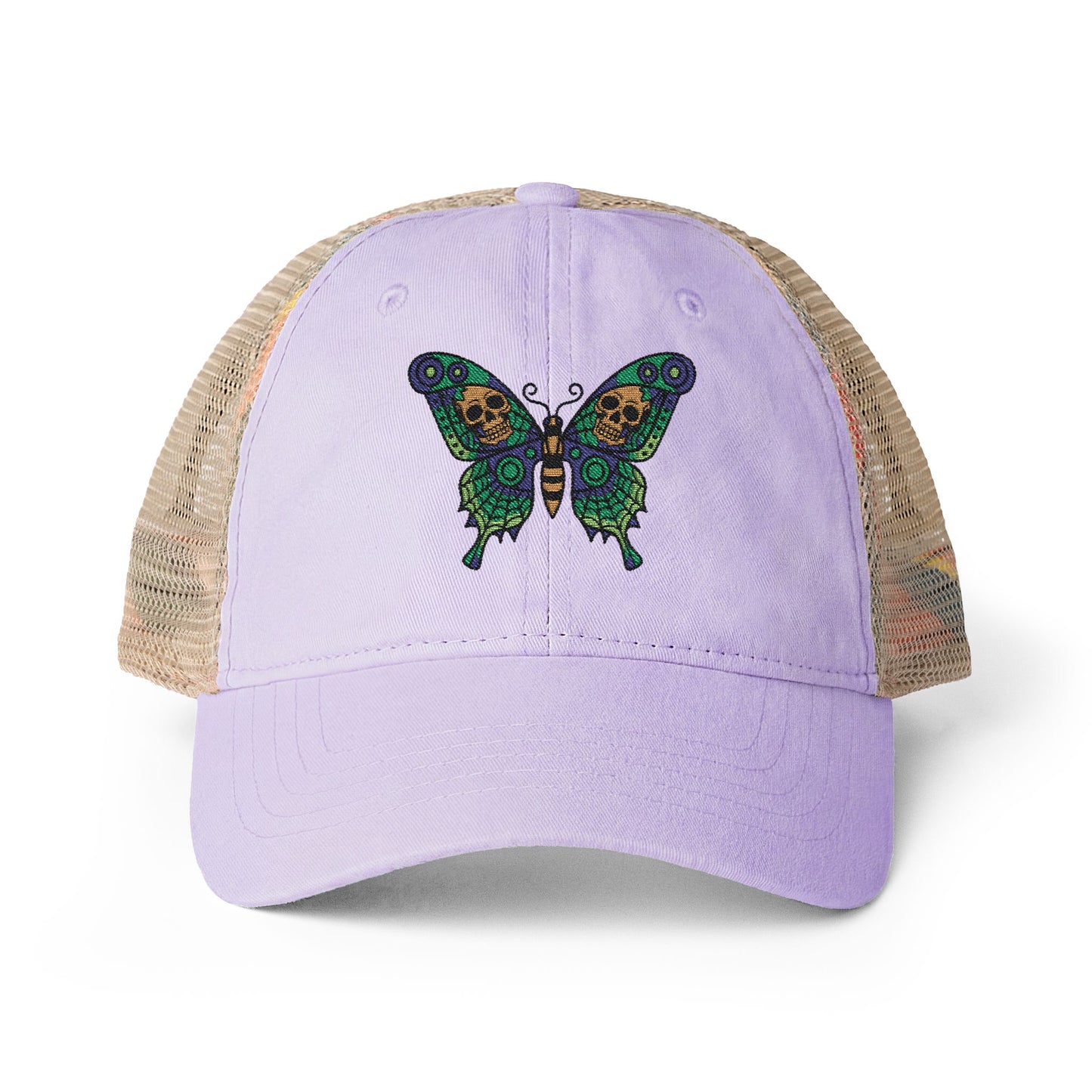 Butterfly Skulled Wings - Hat — Blue Graphic 'Quiet Promise' Women's Washed Mesh-Back Cap