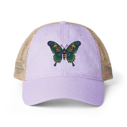 Butterfly Skulled Wings - Hat — Blue Graphic 'Quiet Promise' Women's Washed Mesh-Back Cap